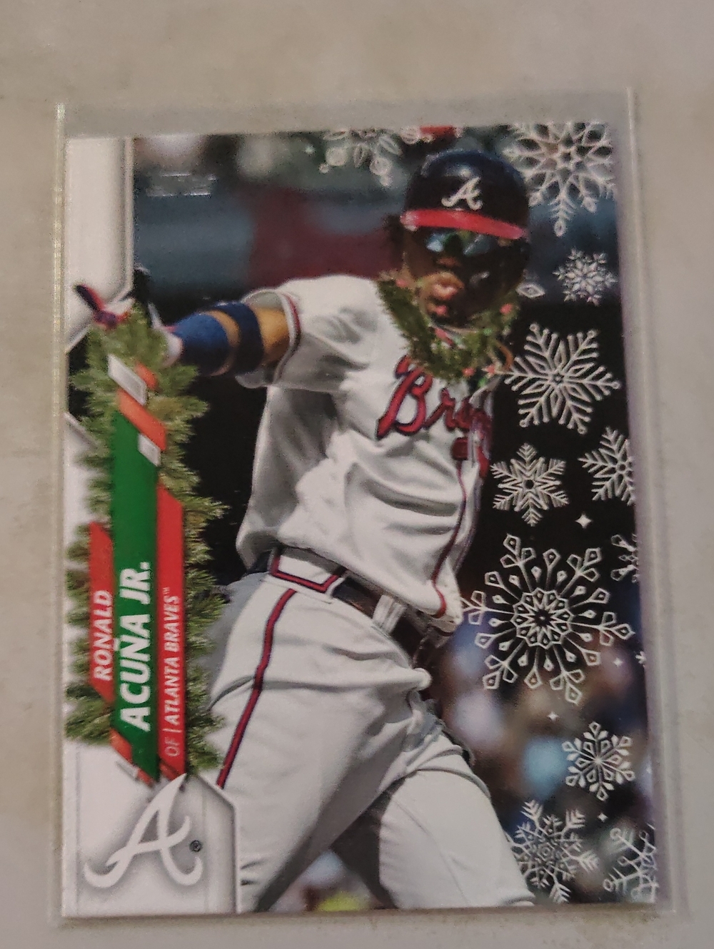 Ronald Acuna JR 2020 Topps Holiday #HP96 Wreath Lights Necklace Short Print